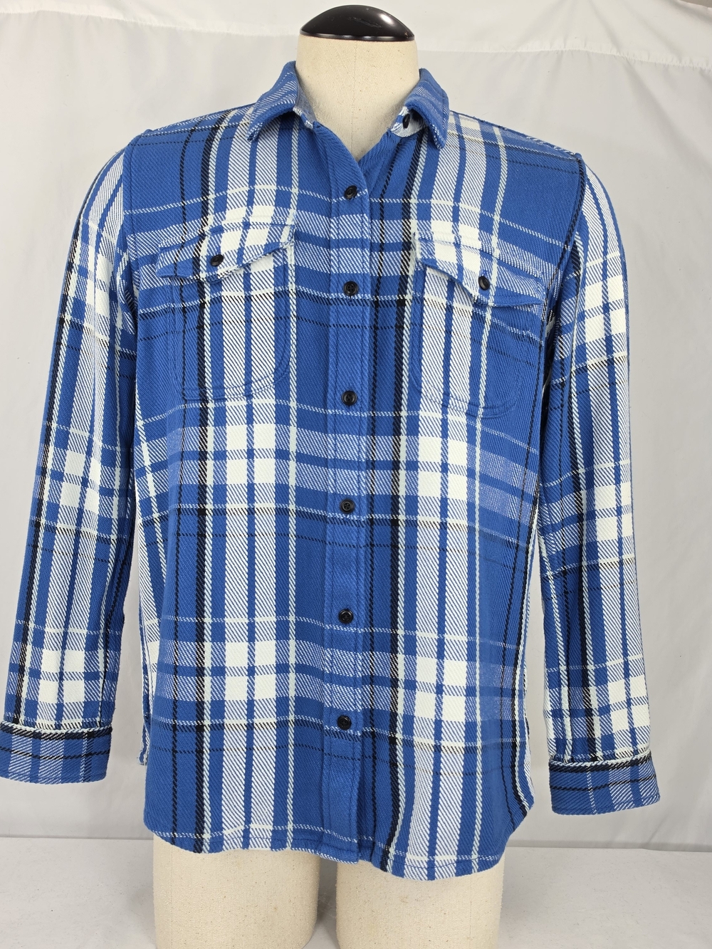 Outerknown The Blanket Shirt Men's Blue & White Plaid Button-Down Shirt